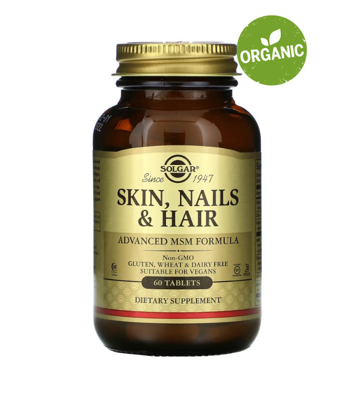 Solgar, Шкіра, нігті та волосся, покращена рецептура з MSM, 60 таблеток - фото 1 - id-p1656668819