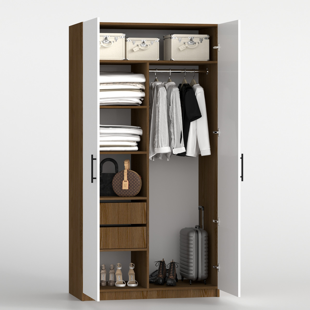 Шафа ШК-100 ящ 1950х1000х520 мм Дуб Родос темний/Білий, фото 1