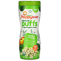 Зерновые пуфы яблоко и брокколи органик Happy Family Organics (Superfood Puffs) 60 г