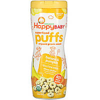 Пуфы для младенцев банан и тыква органик Happy Family Organics (Superfood Puffs) 60 г