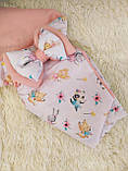 Плед конверт для немовлят на виписку, муслін, персиковий з принтом, фото 3