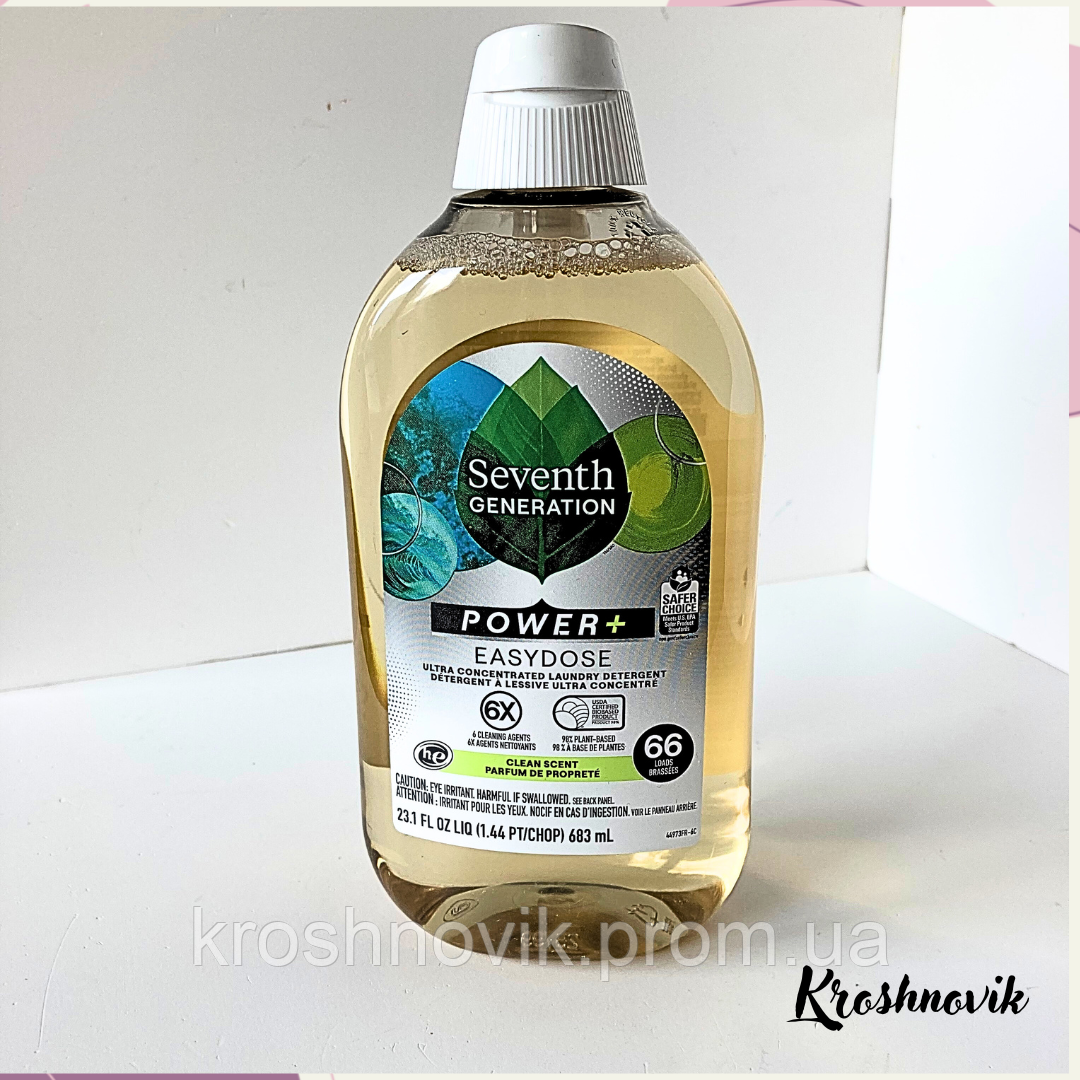 Seventh Generation, Power+ Easy Dose Laundry Detergent, Clean, 683 мл, концентрирований засіб для прання