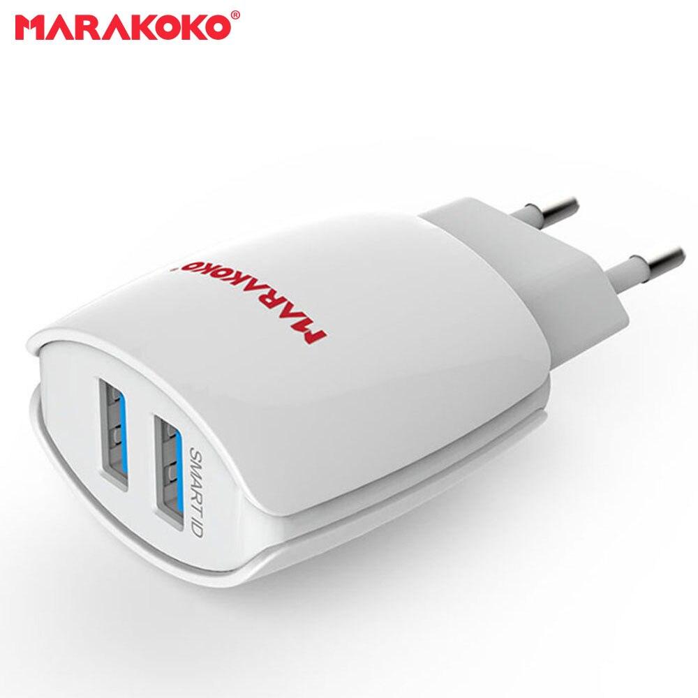 Мережевий зарядний пристрій MARAKOKO MA1 EU Plug 2-Port USB 2.4A