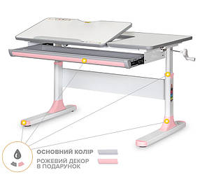 Письмовий стіл для дівчинки школяра в дитячу кімнату Mealux Vancouver Lite PN
