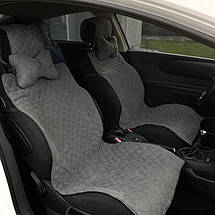 Чохли універсальні накидки - майки на 2 передні та заднє сидіння авто з алькантари, сірі (З підголівниками), фото 2