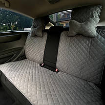 Чохли універсальні накидки - майки на 2 передні та заднє сидіння авто з алькантари, сірі (З підголівниками), фото 5