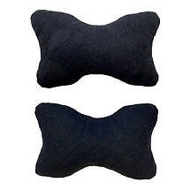 Автомобільні подушки на підголівник з алькантари (Еко-замша) Подушки в салон автомобіля Чорні 2 шт, фото 5