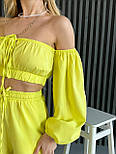 Жіночий костюм топ та штани палаццо лимонний, фото 5