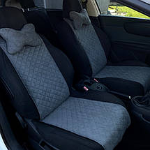 Чохли універсальні накидки - майки на передні сидіння авто з алькантари, комплект 2 шт, сірі (Вузькі), фото 5