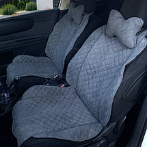 Чохли універсальні накидки - майки на 2 передні та заднє сидіння авто з алькантари, сірі (Широкі), фото 3