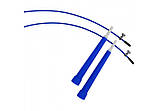 Швидкісна скакалка 3 м EasyFit Speed Cable Rope зі сталевим тросом і підшипниками синя, фото 4