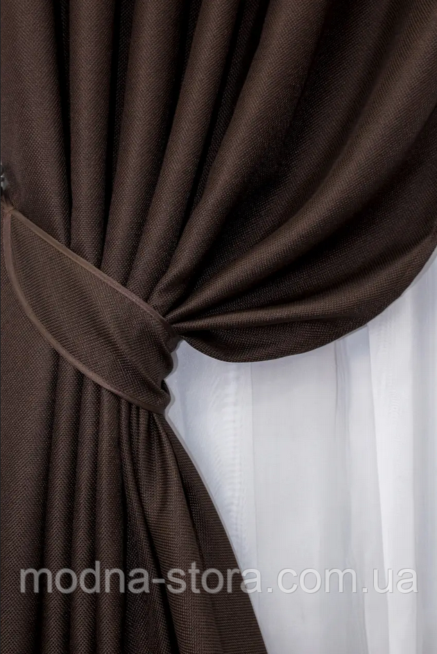 Купить Ткань для штор лен рогожка блэкаут. Шторная ткань цвет венге ...