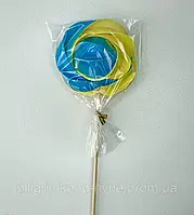 Кондитерские сахарные украшения топперы Безе желто-голубое на палочке