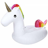 Пляжний надувний матрац "Єдиноріг" 280 * 130 * 120 см Білий