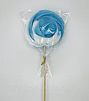 Кондитерские сахарные украшения топперы Безе бело -голубое на палочке