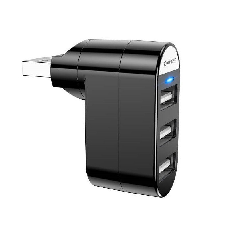 USB HUB розгалужувач BOROFONE DH3 3USBx2.0 Black N