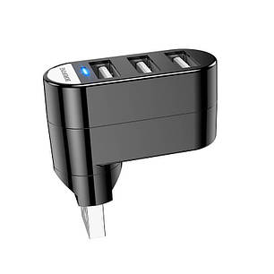 USB HUB розгалужувач BOROFONE DH3 3USBx2.0 Black N, фото 3