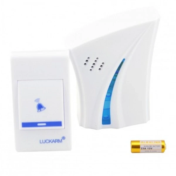 Бездротовий дверний дзвінок на батарейках LUCKARM 8610 Білий з блакитним
