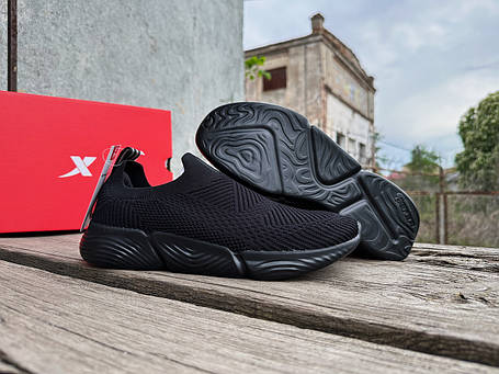 Чоловічі літні оригінальні кросівки мокасини дихаючі Xtep Urban Shoes 978119390018 Black чорні, фото 1