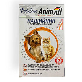 Нашийник протипаразитарний AnimAll VetLine для кішок і собак 35 см 69635 Помаранчевий