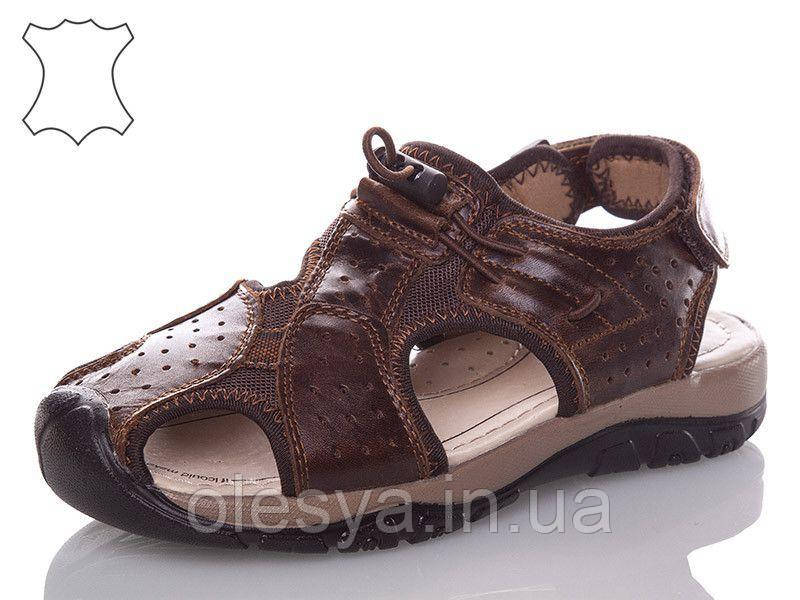 Дитячі шкіряні сандалі з захистом носка для хлопчика тмeebb розміри 32-35, фото 1
