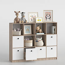 Стелаж з шухлядами в дитячу 1264х1601х352 мм  Білий/Дуб Сонома