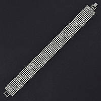 Браслет жіночий м'який металевий на руку сріблястої доріжки кристалів 9 рядів завдовжки 19 см ширина 19 мм