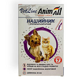 Нашийник протипаразитарний AnimAll VetLine для кішок і собак 35 см 69637 Фіолетовий