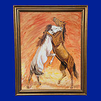 Картина маслом на холсте "Конный бой" арт. 055