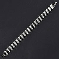 Браслет жіночий м'який металевий на руку сріблястої доріжки кристалів 6 рядів довжина 19 см ширина 12 мм