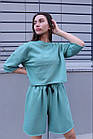 Жіночий літній костюм оверсайз Футболка + Шорти бірюзовий Костюм-двійка на літо, фото 4