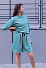 Жіночий літній костюм оверсайз Футболка + Шорти бірюзовий Костюм-двійка на літо, фото 6