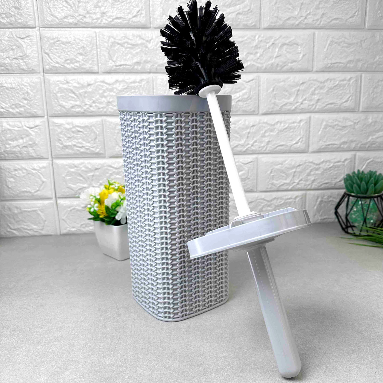 Туалетний йорж у сірій підставці з "в'язаним" рифленням, 375 Irak Plast