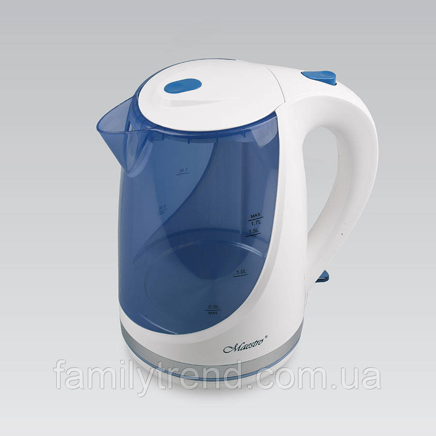 Електричний чайник 1.7 л дисковий Maestro MR-044-BLUE Електрочайник 2200 Вт для дому, офісу, дачі