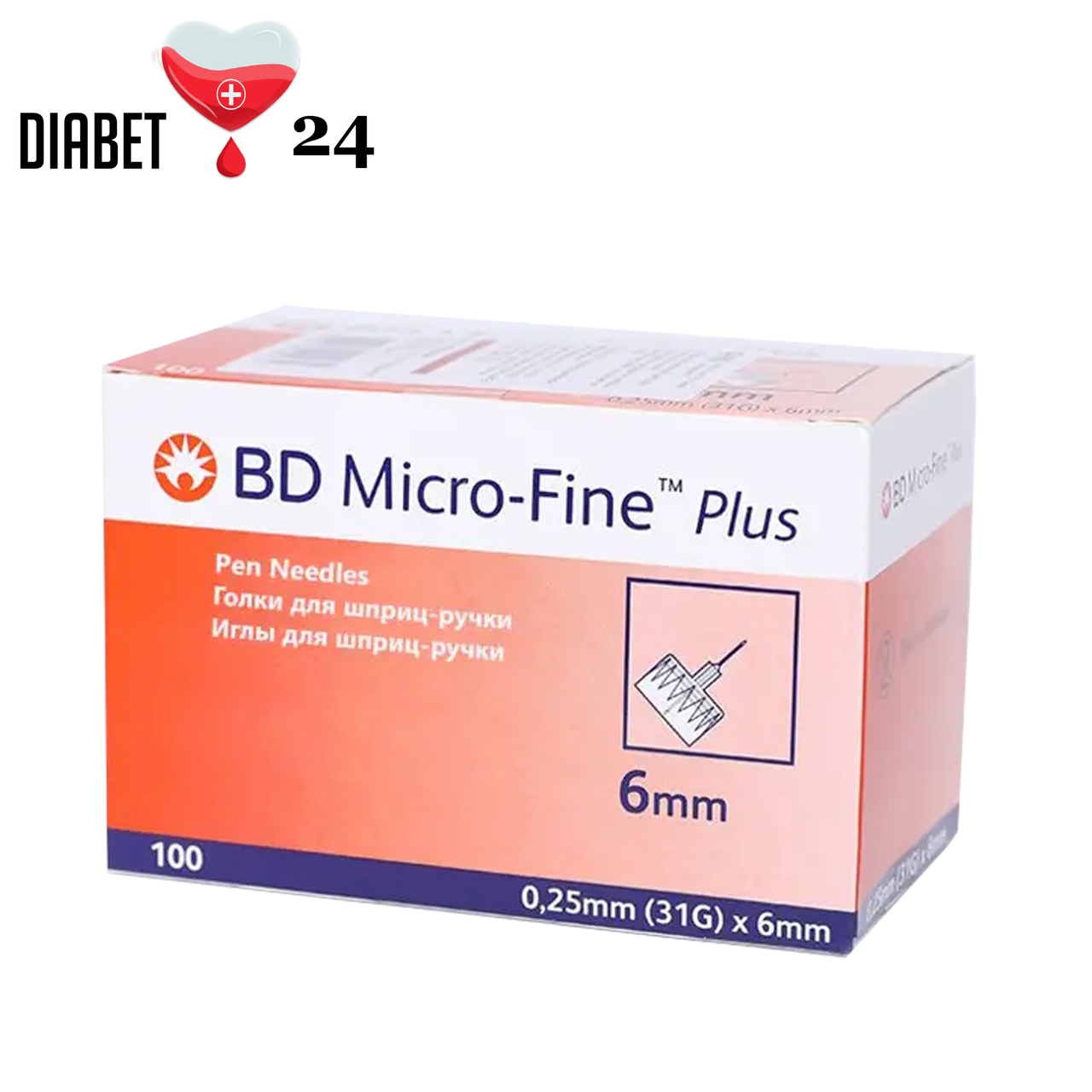 Голки для шприц-ручок BD Micro-Fine + "МікроФайн" 6 мм (100 шт.), фото 1