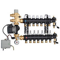 Коллектор (технопол.)+смеш. группа и насос UPS 25-60 Ø3/4" Н x 7 контуров x 3/4" Н Caleffi 1825G5