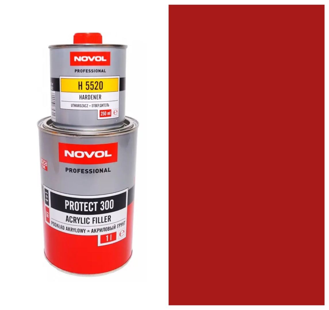 Автомобільний акриловий ґрунт Novol 4+1 (MS) 1л+0.25л комплект Protect 300 червоний