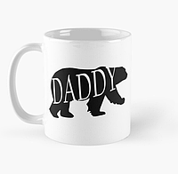 Чашка Керамическая кружка с принтом Медведь Daddy для папы Белая 330 мл