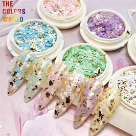 Декор для нігтів мікс пластівців і поталі