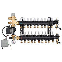Коллектор (технопол.)+смеш. группа и насос UPS 25-60 Ø3/4" Н x 10 контуров x 3/4" Н Caleffi 1825L5