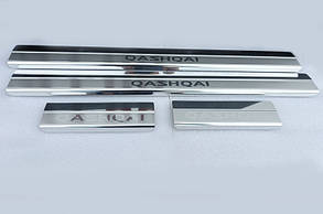 Накладки на пороги Nissan Qashqai 2007+  (к-т 4шт, нержавійка, Premium)
