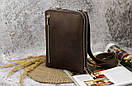 Чоловіча шкіряна сумка месенджер через плече / Сумка барсетка зі шкіри через плече / Коричневий, фото 7