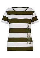 Женская футболка в широкую полоску, цвет: хаки+белый, арт. 0606