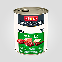 Влажный корм для собак, GranCarno Adult Beef + Deer with Apple с говядиной, олениной и яблоком, 800 г