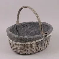 Кошик із лози сірий із тканиною — лоза, фото 1