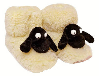 Дитячі кімнатні хутряні капці з овчини (Еко-хутро) Валянки вовняні теплі чуні Овечки 2