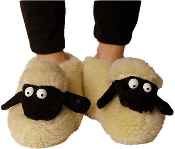 Дитячі кімнатні хутряні капці з овчини (Еко-хутро) вовняні теплі тапочки Овечки 2