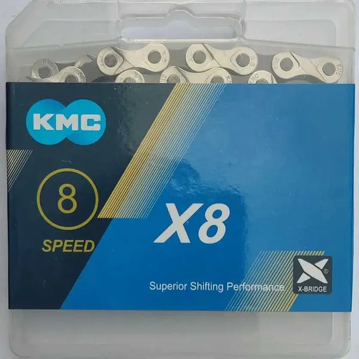 Ланцюг велосипедний KMC X8, 8 spd, 116зв. чорно-сірий, без замка>