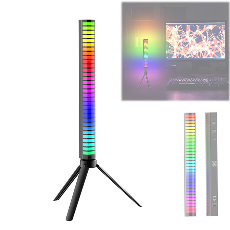 Світильник музичний еквалайзер 32 LED 3D з Bluetooth АКБ тринога, D-10-RGB