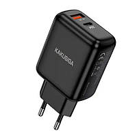 Зарядное устройство смартфона KAKUSIGA KSC668 dual port 30W fast charger QC3.0 Black